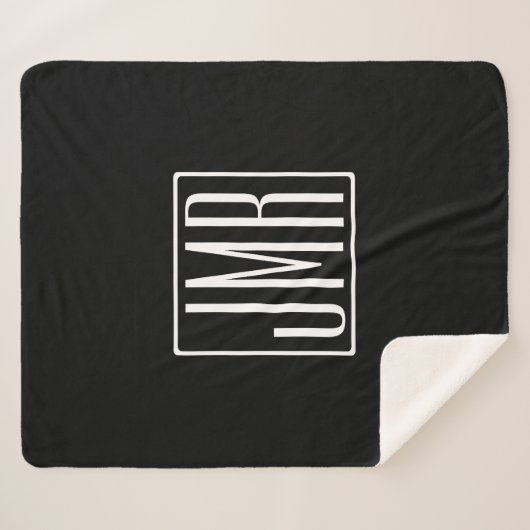 3 Initialmonogramm | Schwarz/Weiß (oder Farbtöne) Sherpadecke (Vorderseite (Horizontal))
