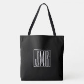 3 Initialmonogramm | Schwarz/Weiß (oder Farbtöne) Tasche (Vorderseite)