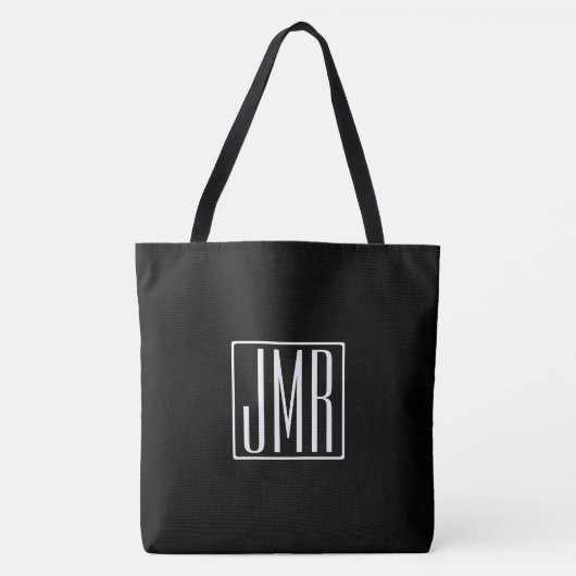 3 Initialmonogramm | Schwarz/Weiß (oder Farbtöne) Tasche (Vorderseite)