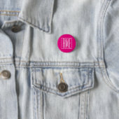 3 Initialmonogramm | Weiß auf heiß rosa Button (Beispiel)