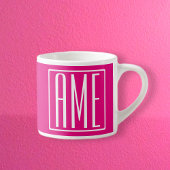 3 Initialmonogramm | Weiß auf heiß rosa Espressotasse