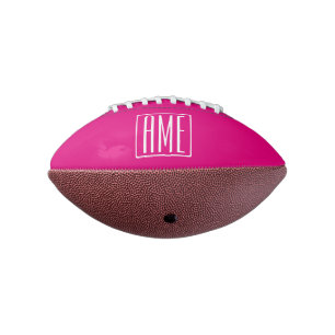 3 Initialmonogramm Weiß auf heiß rosa Football