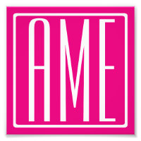 3 Initialmonogramm | Weiß auf heiß rosa