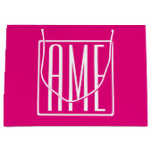 3 Initialmonogramm | Weiß auf heiß rosa Große Geschenktüte (Vorderseite)