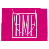 3 Initialmonogramm | Weiß auf heiß rosa Große Geschenktüte (Rückseite)
