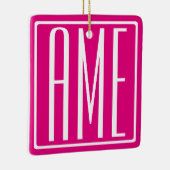 3 Initialmonogramm | Weiß auf heiß rosa Keramikornament (Rechts)