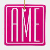 3 Initialmonogramm | Weiß auf heiß rosa Keramikornament (Rückseite)