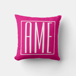 3 Initialmonogramm | Weiß auf heiß rosa Kissen