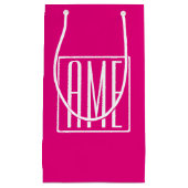 3 Initialmonogramm | Weiß auf heiß rosa Kleine Geschenktüte (Vorderseite)