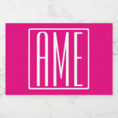 3 Initialmonogramm | Weiß auf heiß rosa Lebensmitteletikett (Einzelnes Label)