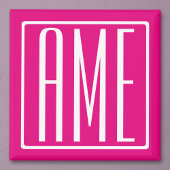 3 Initialmonogramm | Weiß auf heiß rosa Magnet