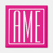 3 Initialmonogramm | Weiß auf heiß rosa Magnet (Vorne)