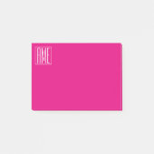 3 Initialmonogramm | Weiß auf heiß rosa Post-it Klebezettel (Vorderseite)