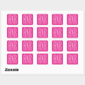 3 Initialmonogramm | Weiß auf heiß rosa Quadratischer Aufkleber (Blatt)