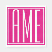 3 Initialmonogramm | Weiß auf heiß rosa Serviette (Vorderseite)