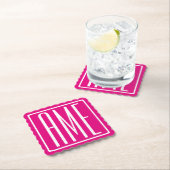 3 Initialmonogramm | Weiß auf heiß rosa Untersetzer (Vor Ort)