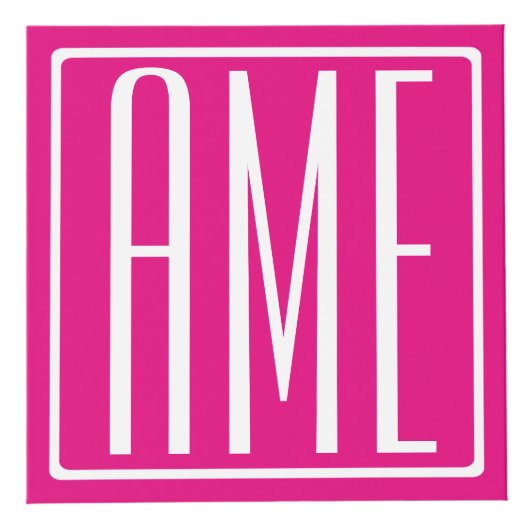 3 Initialmonogramm | Weiß auf heiß rosa Würfel (Vorderseite)