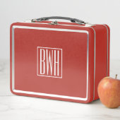 3 Initialmonogramm | weiß/rot Metall Lunch Box (Beispiel)