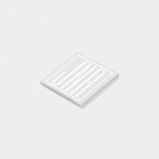 3 Initialmonogramm | Weiß und sehr leicht grau Post-it Klebezettel (angewinkelt)