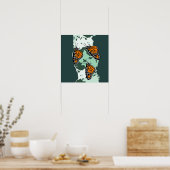 3 Insekten Monarchschmetterlinge Orange & Green Poster (Küche)