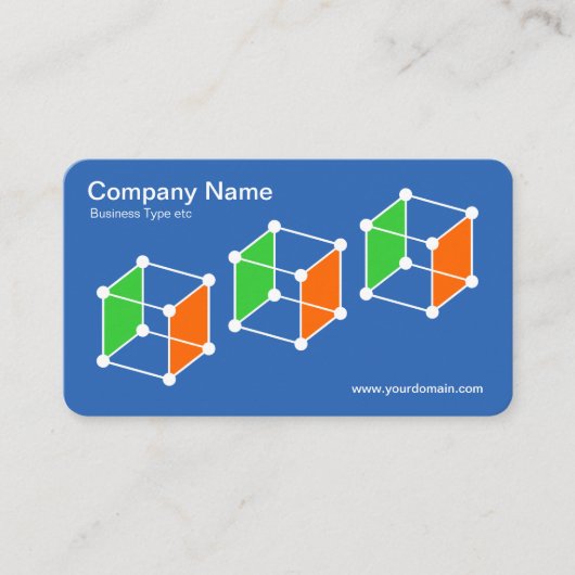 3 Isometrische Cubes v2 - Blueprint/White Visitenkarte (Vorderseite)