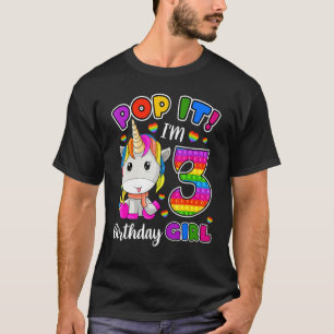3 Jahre alt 3. Geburtstag Einhorn Girls Pop It Fid T-Shirt