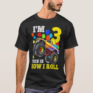 3 Jahre alt 3. Geburtstag Junge Monster Lkw Auto T-Shirt