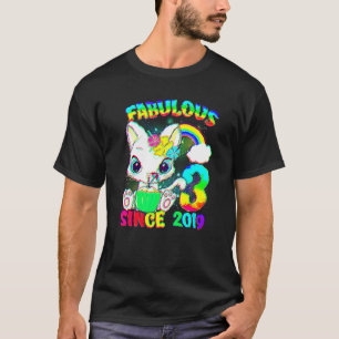 3 Jahre alt 3. Geburtstag Niedliche Katze Mädchen  T-Shirt