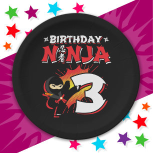 3 Jahre alt Comic Book Style Ninja 3. Geburtstag Pappteller