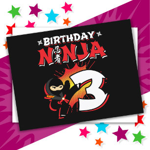 3 Jahre alt Comic Book Style Ninja 3. Geburtstag Postkarte
