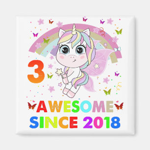 3 Jahre alt Einhorn 3. Geburtstag Mädchen Einhorn Magnet