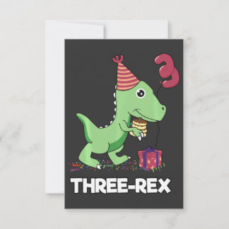 3 Jahre alt Geburtstag Junge Dinosaurier Drei Rex Dankeskarte