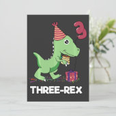 3 Jahre alt Geburtstag Junge Dinosaurier Drei Rex  Dankeskarte (Stehend Vorderseite)