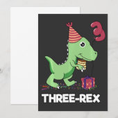 3 Jahre alt Geburtstag Junge Dinosaurier Drei Rex  Dankeskarte (Vorne/Hinten)