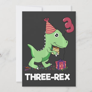 3 Jahre alt Geburtstag Junge Dinosaurier Drei Rex  Feiertagskarte