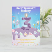 3 Jahre alt Happy Birthday card personalisiert (Stehend Vorderseite)