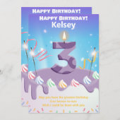 3 Jahre alt Happy Birthday card personalisiert (Vorne/Hinten)