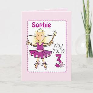 3 Jahre alte Ballerina Custom Geburtstagskarte für Karte