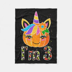 3 Jahre alte Einhorn-Kürbis-hübsches Design Geburt Fleecedecke