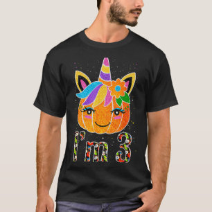 3 Jahre alte Einhorn-Kürbis süße Design Geburtstag T-Shirt