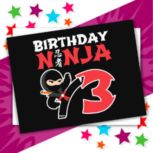 3 Jahre alte Karate-Ninja-Party Kinder 3. Geburtst Postkarte
