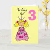 3 Jahre alte Prinzessin (blonde Haare) Karte (Gelbe Blume)