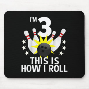 3 Jahre alter Bowling Geburtstagsparty Shirt Wie i Mousepad