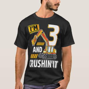 3 Jahre alter Fahrzeuge Baubagger Birthda T-Shirt