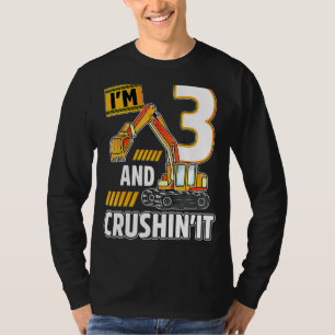 3 Jahre alter Fahrzeuge Baubagger Birthda T-Shirt