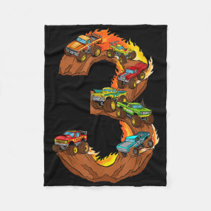 3 Jahre alter Geburtstag Monster Truck 3. Geburtst Fleecedecke