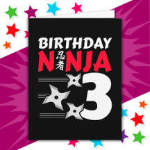 3 Jahre altes Ninja Party Sterne Kinder 3. Geburts