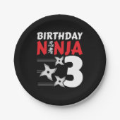 3 Jahre altes Ninja Party Sterne Kinder 3. Geburts Pappteller (Vorderseite)