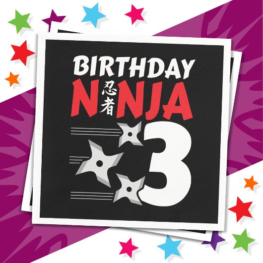 3 Jahre altes Ninja Party Sterne Kinder 3. Geburts Serviette