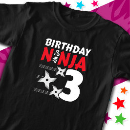 3 Jahre altes Ninja Party Sterne Kinder 3. Geburts T-Shirt